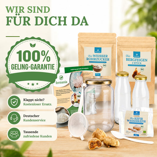 Wasserkefir Starter Set Medium- Wasserkefir selber machen mit Japankristallen + Zubehör