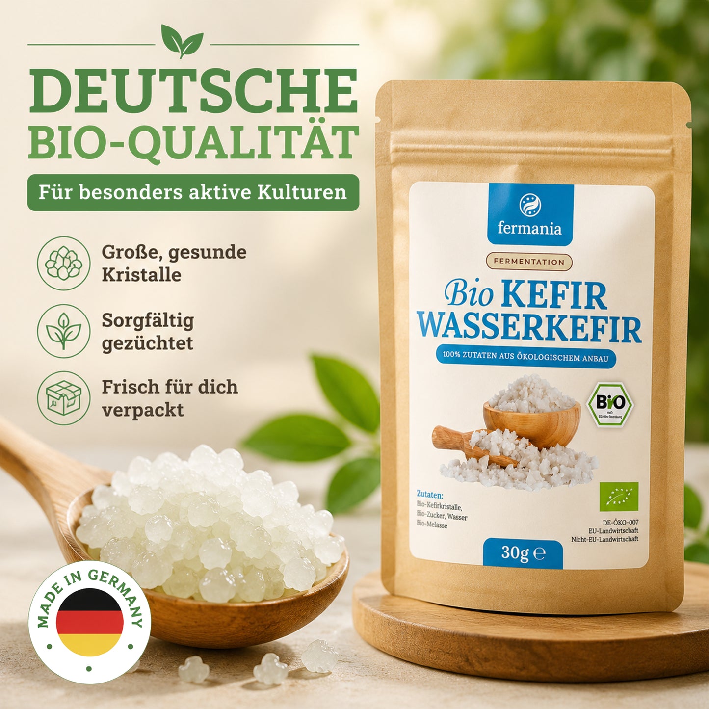 Wasserkefir Starter Set- Wasserkefir selber machen mit Japankristallen + Zubehör