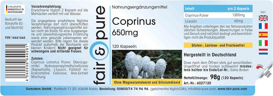 Coprinus Comatus Kapseln | 650mg 120 Stück