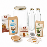 Kombucha Premium Starter Set mit Kombucha Teepilz (SCOBY) + Zubehör