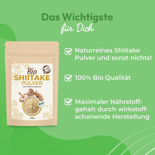 Bio Shiitake Pulver 250g – Premiumqualität für dein Wohlbefinden und deinen Genuss