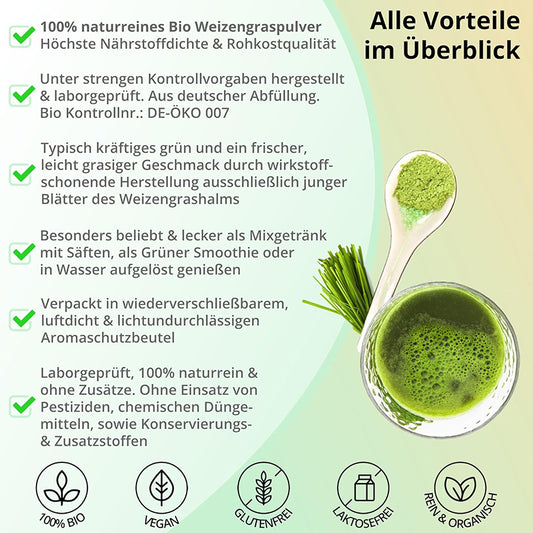 Bio Weizengraspulver 500 g – Fein vermahlen & naturbelassen