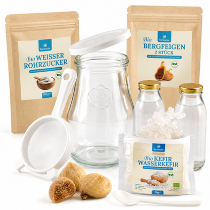 Wasserkefir Starter Set Premium- Wasserkefir selber machen mit Japankristallen + Zubehör