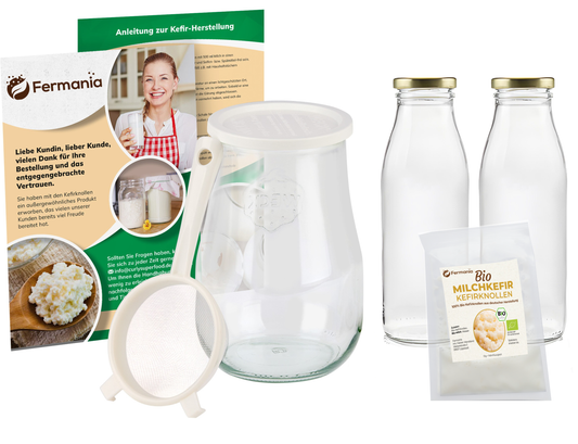 Kefir Starter Set – Milchkefir selber machen mit Bio-Kefirknollen + Zubehör