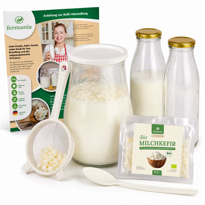 Milchkefir Starter Set – Milchkefir selber machen mit Bio-Kefirknollen + Zubehör