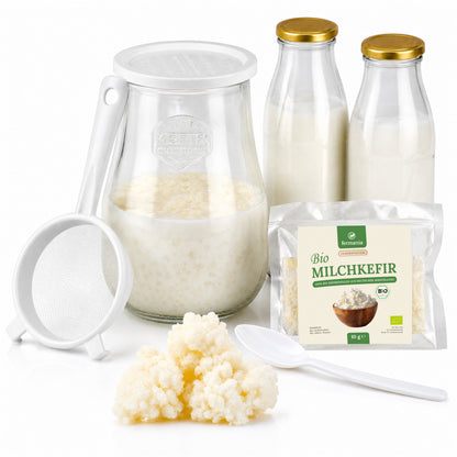 Milchkefir Starter Set – Milchkefir selber machen mit Bio-Kefirknollen + Zubehör