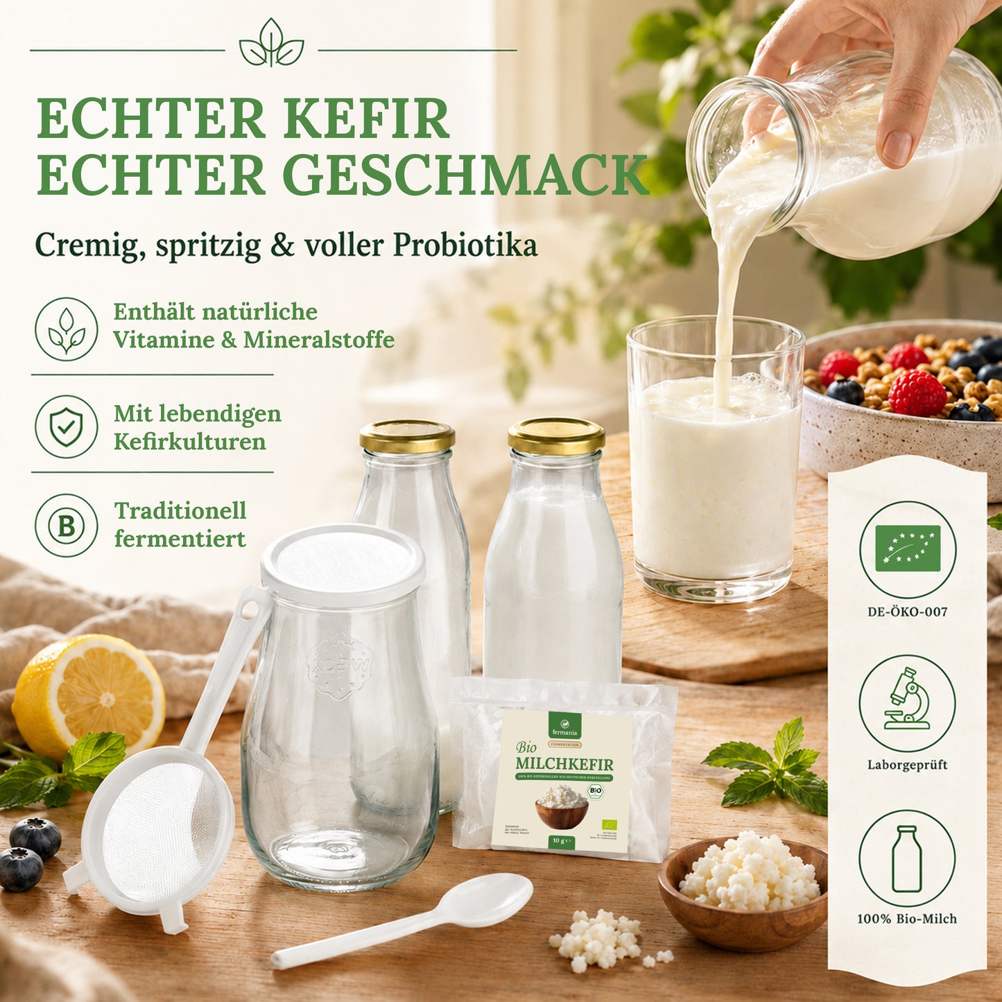 Bio Kefir-Knollen - Milchkefirknollen für leckeres Milchkefir-Getränk