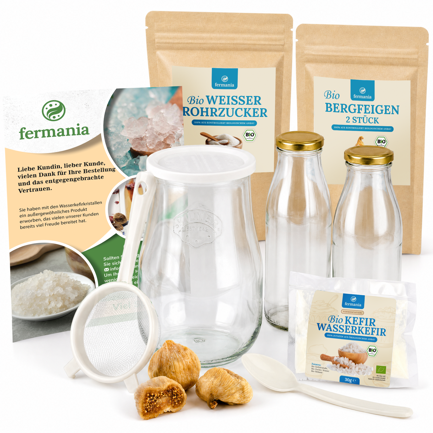 Wasserkefir Starter Set Premium- Wasserkefir selber machen mit Japankristallen + Zubehör
