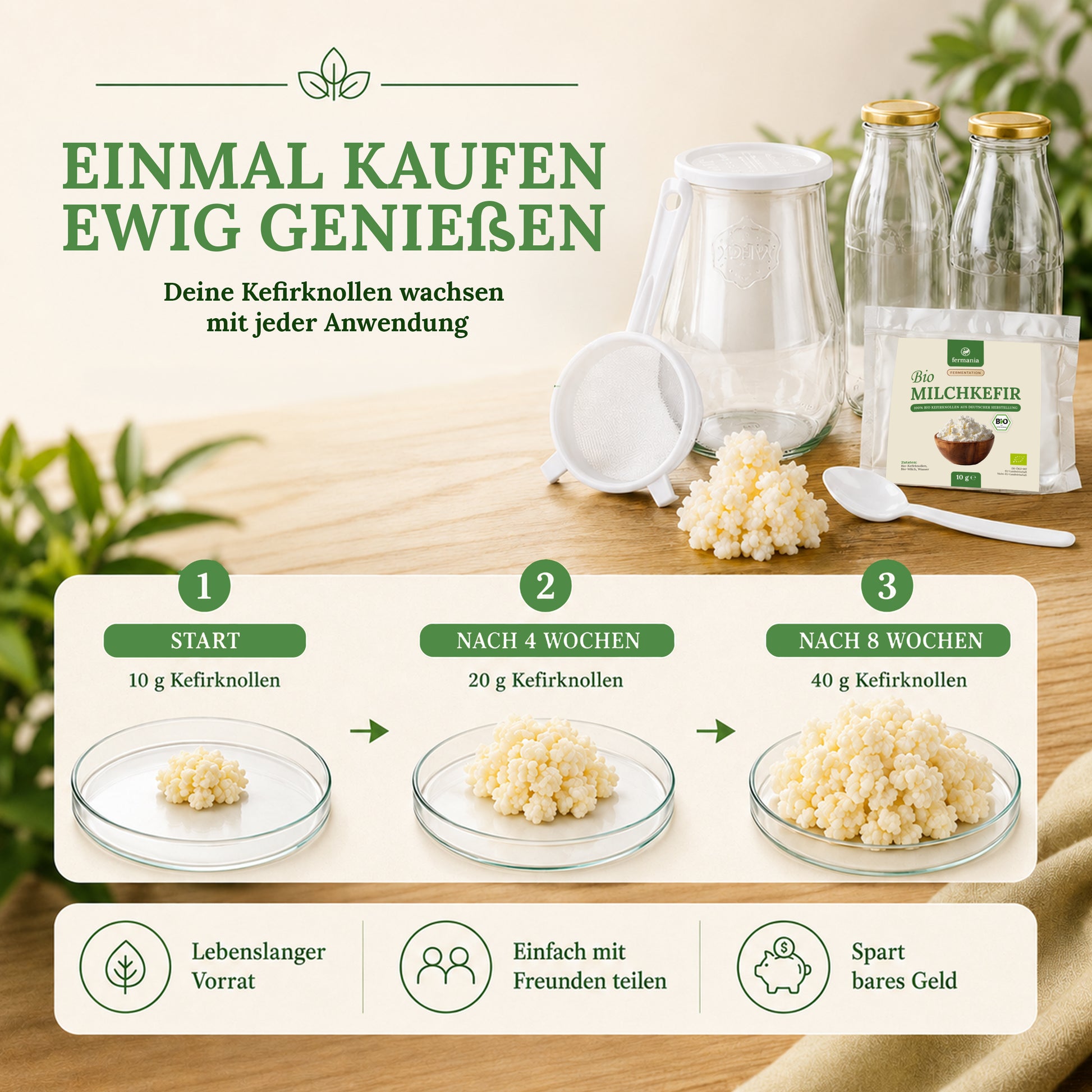 Bio Kefir-Knollen - Milchkefirknollen für leckeres Milchkefir-Getränk