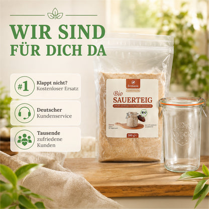 Sauerteig Medium Starter Set  – Sauerteigbrot selber machen mit Bio Roggensauerteig + Zubehör