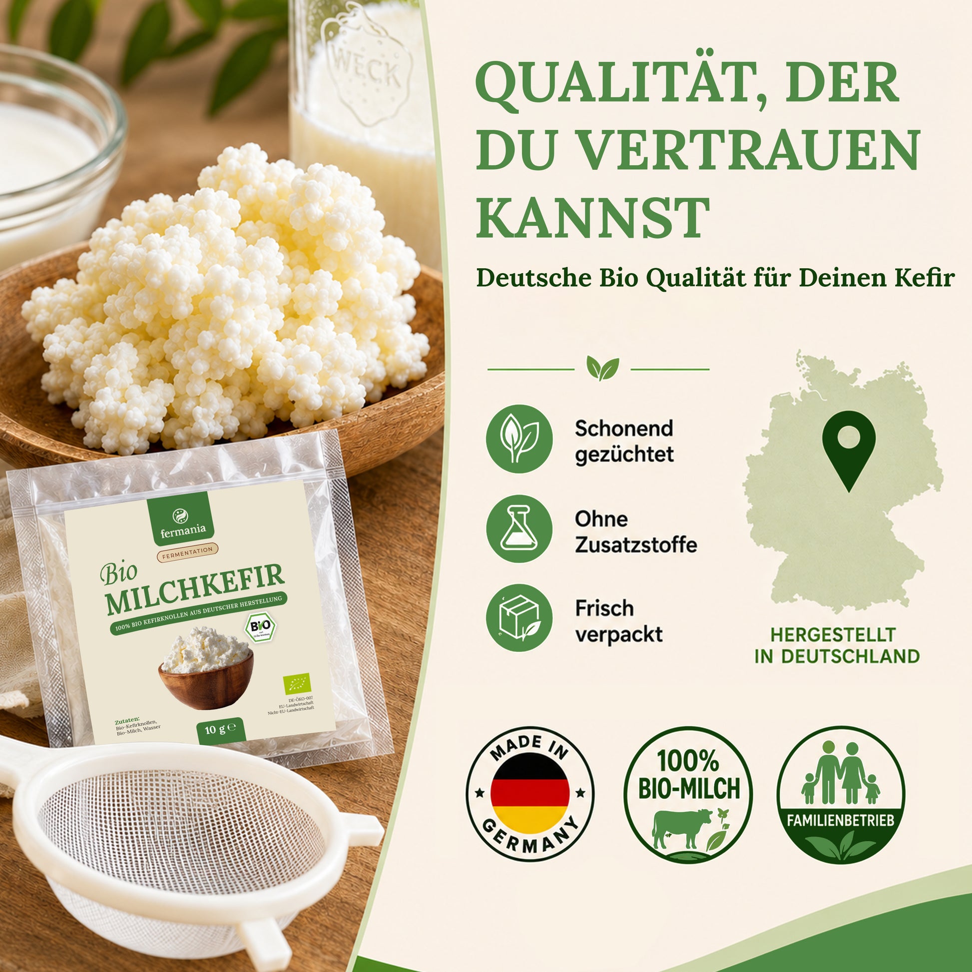 Bio Kefir-Knollen - Milchkefirknollen für leckeres Milchkefir-Getränk