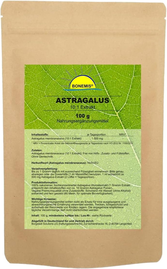 Astragalus Extrakt 100 g – Hochwertiges, veganes Pulver aus Tragantwurzel