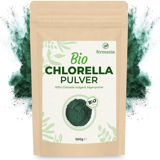Bio Chlorella Pulver 500 g – Vegan, reich an Vitamin B12, perfekt für Smoothies