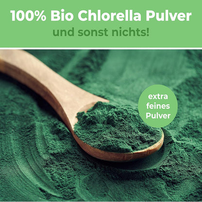 Bio Chlorella Pulver 500 g – Vegan, reich an Vitamin B12, perfekt für Smoothies