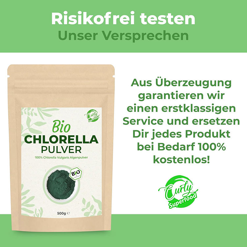 Bio Chlorella Pulver 500 g – Vegan, reich an Vitamin B12, perfekt für Smoothies