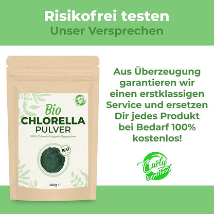 Bio Chlorella Pulver 500 g – Vegan, reich an Vitamin B12, perfekt für Smoothies
