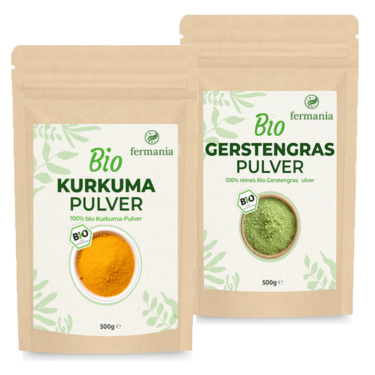 Kurkuma und Gerstengras als Set für deine Goldene Milch