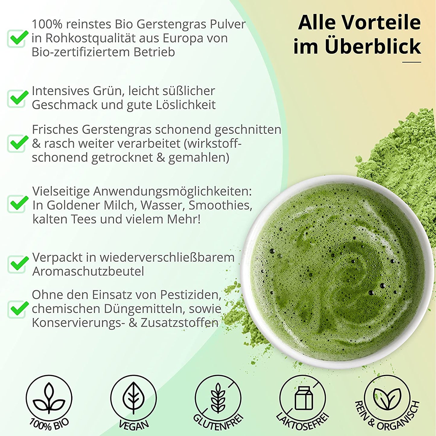 Bio Gerstengras Pulver in Rohkostqualität