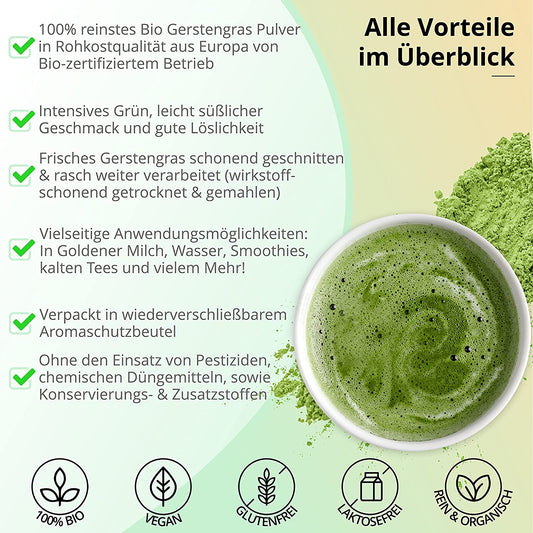 Bio Gerstengras Pulver in Rohkostqualität