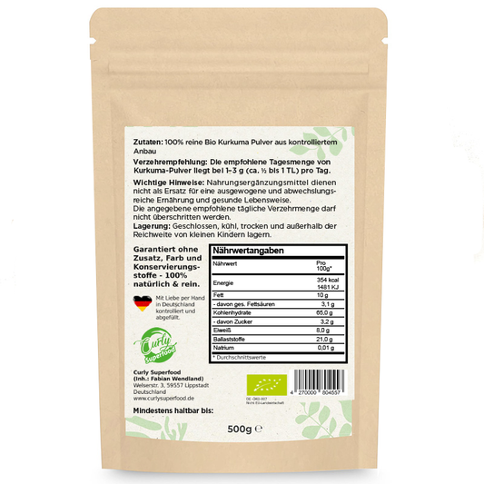 Bio Kurkuma Pulver kaufen | Hochwertiges Superfood mit natürlichem Curcumin
