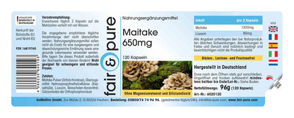 Maitake Vitalpilz Kapseln 650mg | 120 Stück
