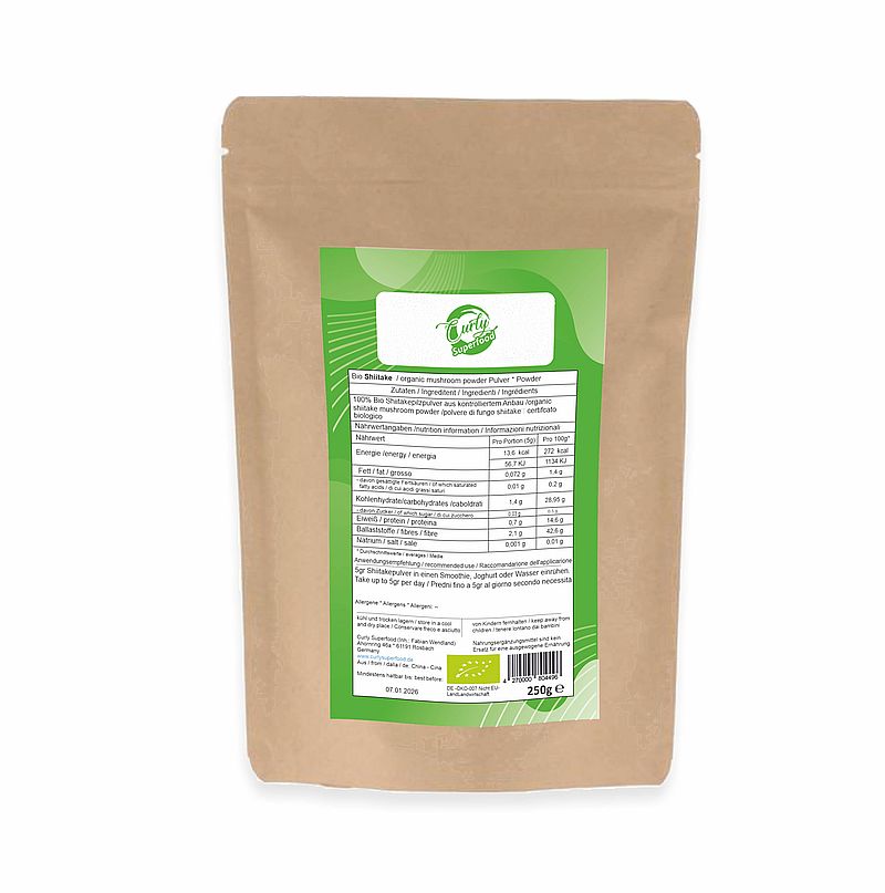 Bio Shiitake Pulver 250g – Premiumqualität für dein Wohlbefinden und deinen Genuss
