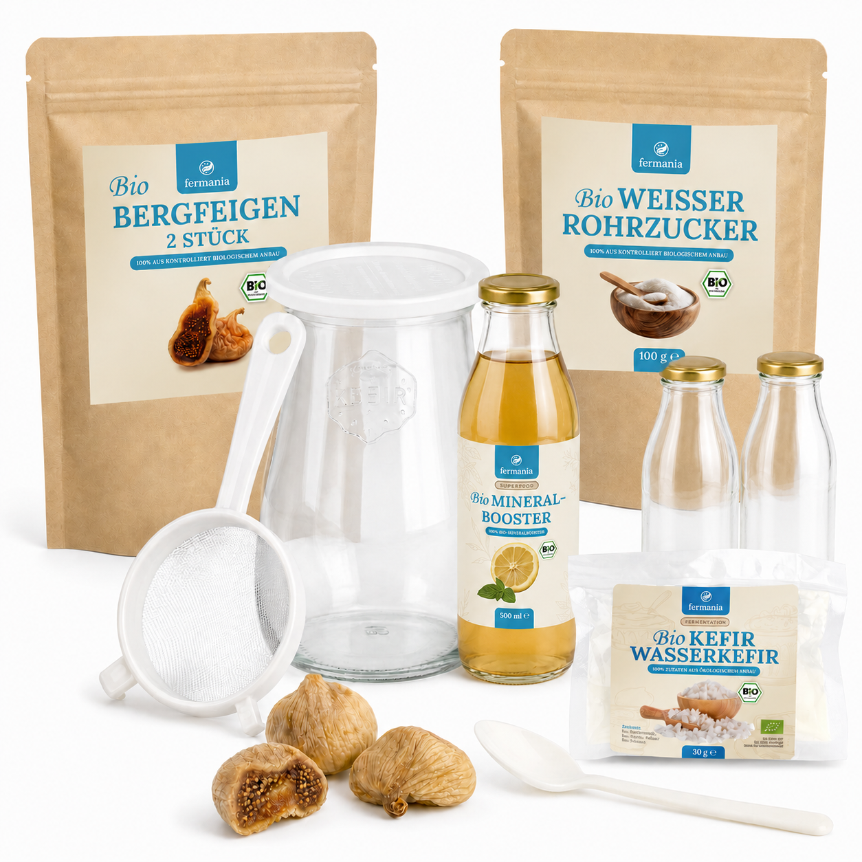 Wasserkefir Starter Set Premium- Wasserkefir selber machen mit Japankristallen + Zubehör