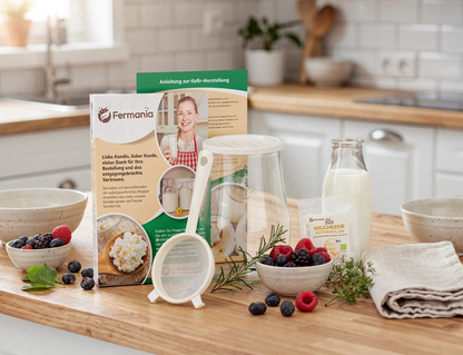 Kefir Starter Set – Milchkefir selber machen mit Bio-Kefirknollen + Zubehör